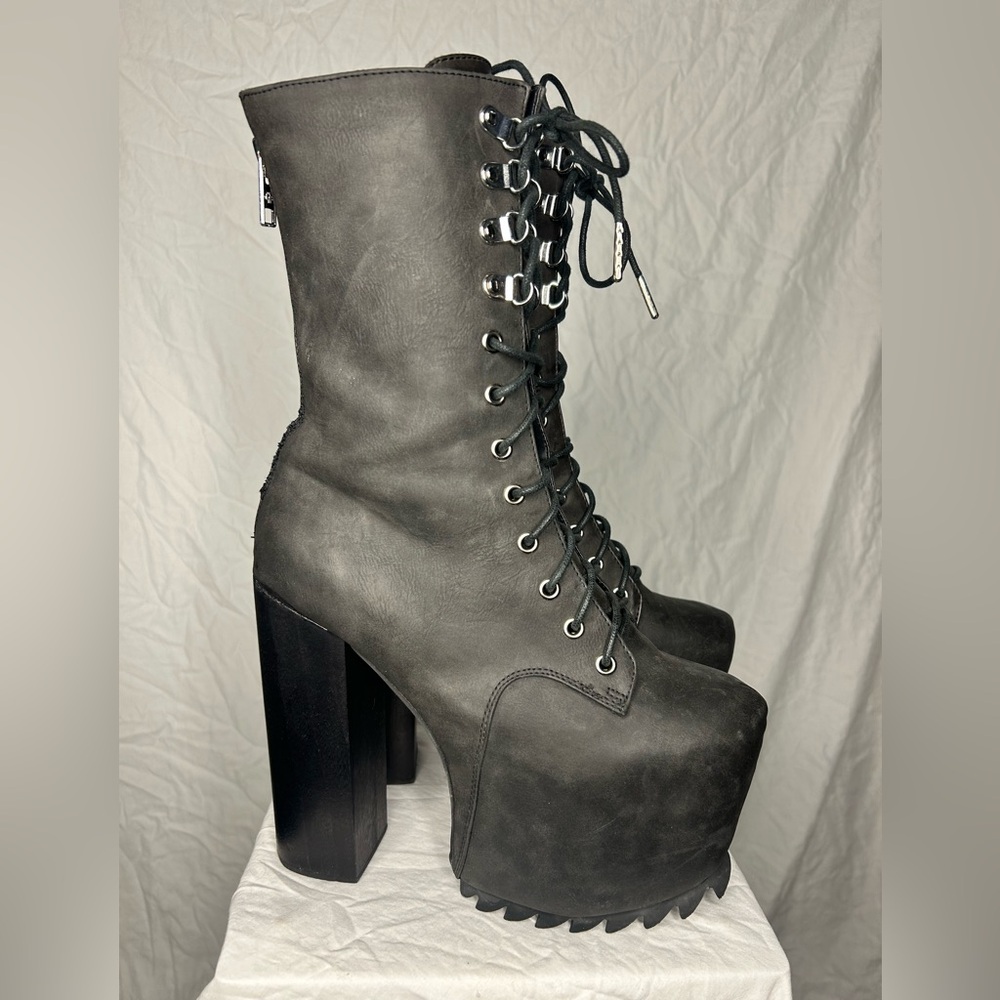 Black Platform Lace-Up Boots - image 6